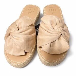 ShuShop Doris Beige Suede Knotted Suede Slide Sandal Size 9 New in Box
